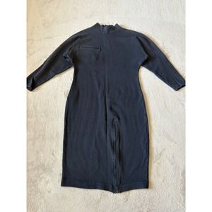 Carole Little St. Tropez‎ Wear Dress Mock Neck Long Sleeve Zipper Front Black S